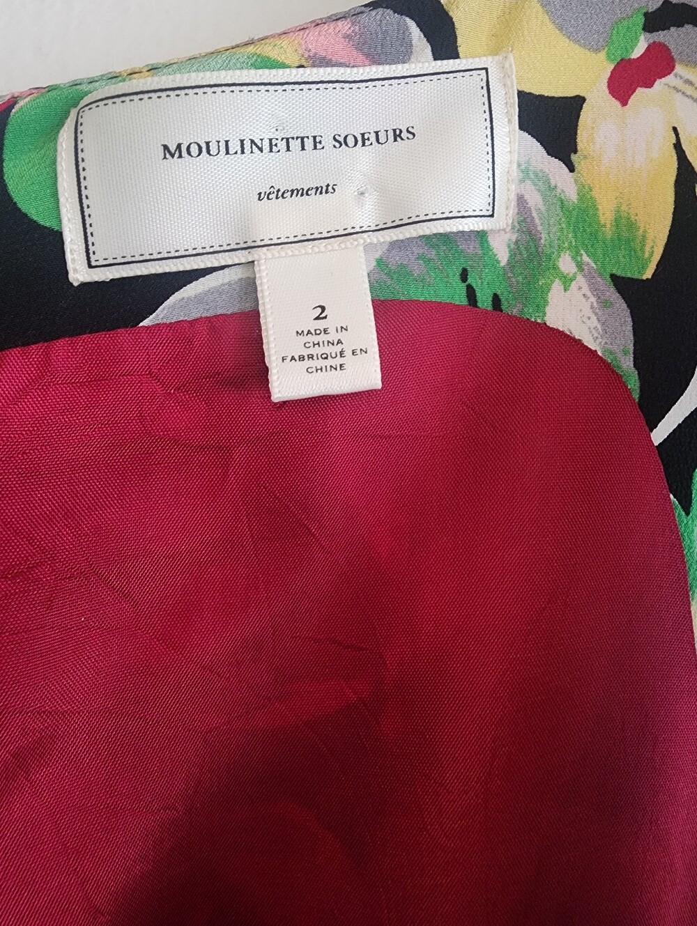 Moulinette Soeurs Akebia Floral Tiered Ruffle Sleeveless Silk Mini Dress Size 2 - Picture 5 of 12